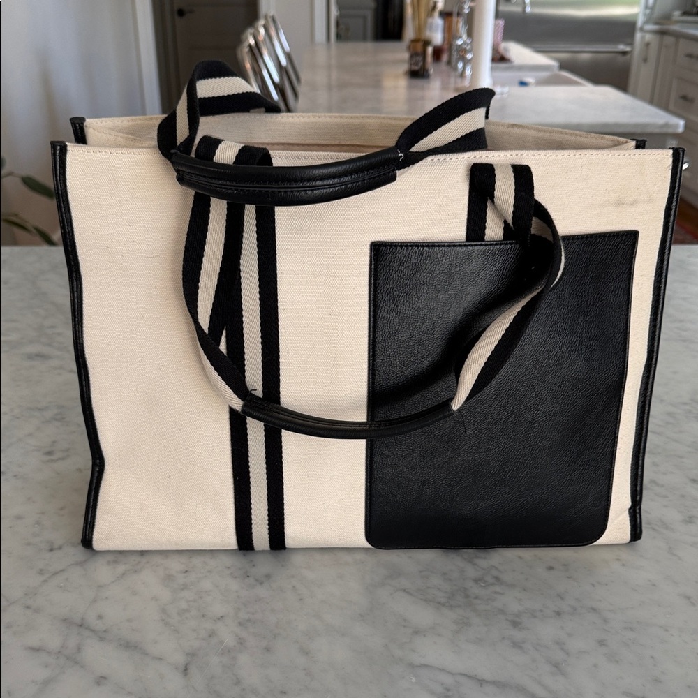 BCBG Black and Cream Tote Bag